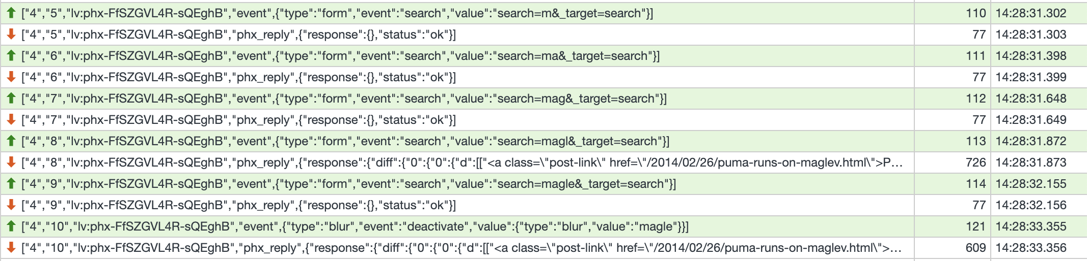 network timing for searches